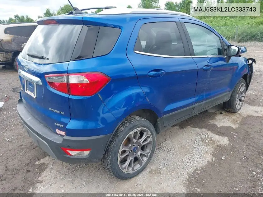 2020 Ford Ecosport Titanium VIN: MAJ6S3KL2LC333743 Lot: 42573814
