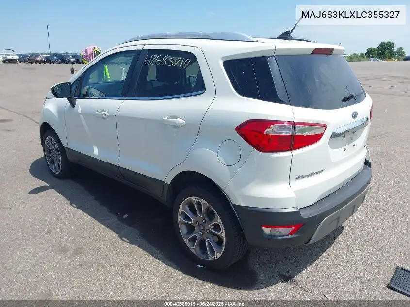 2020 Ford Ecosport Titanium VIN: MAJ6S3KLXLC355327 Lot: 42585919