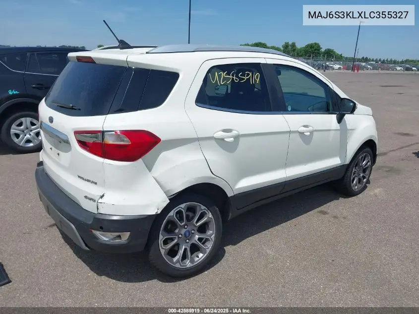 2020 Ford Ecosport Titanium VIN: MAJ6S3KLXLC355327 Lot: 42585919