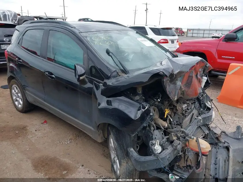 2020 Ford Ecosport Se VIN: MAJ3S2GE7LC394965 Lot: 42598836