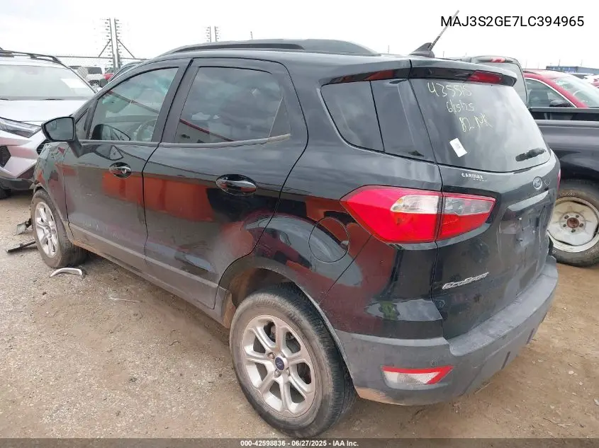 2020 Ford Ecosport Se VIN: MAJ3S2GE7LC394965 Lot: 42598836