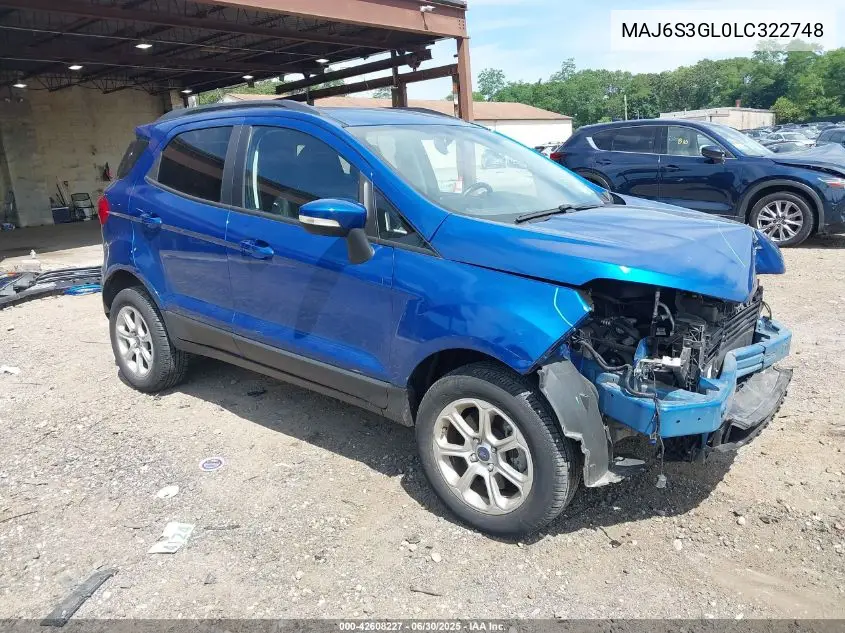 2020 Ford Ecosport Se VIN: MAJ6S3GL0LC322748 Lot: 42608227