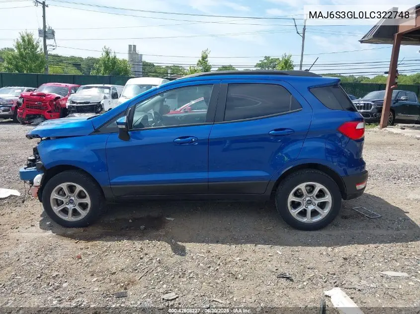 2020 Ford Ecosport Se VIN: MAJ6S3GL0LC322748 Lot: 42608227