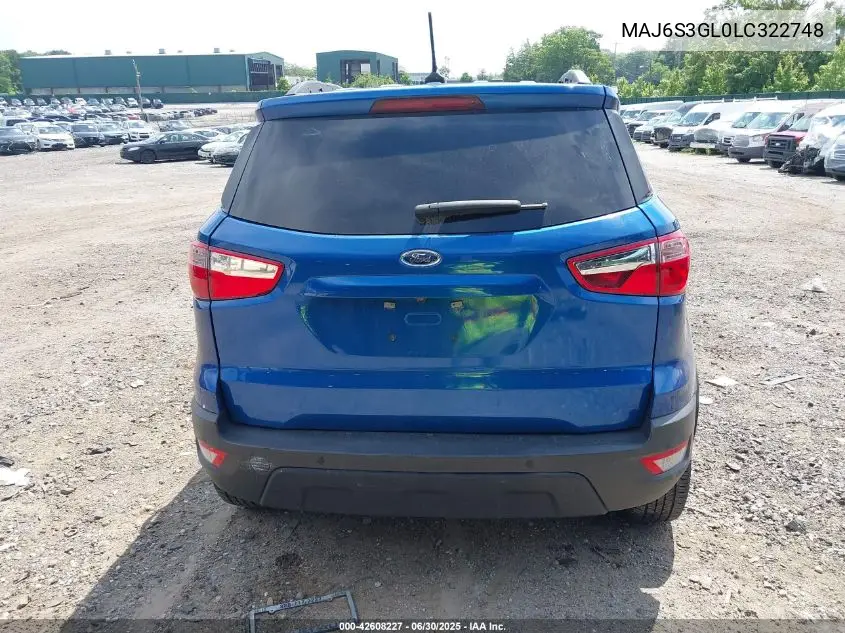 2020 Ford Ecosport Se VIN: MAJ6S3GL0LC322748 Lot: 42608227