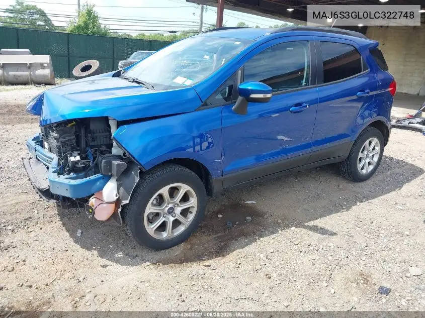 2020 Ford Ecosport Se VIN: MAJ6S3GL0LC322748 Lot: 42608227