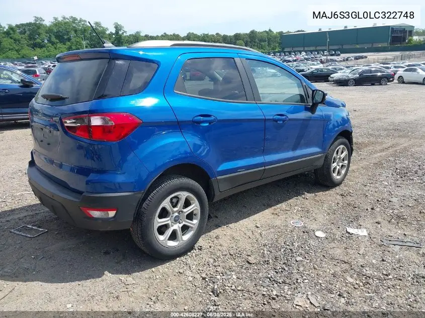 2020 Ford Ecosport Se VIN: MAJ6S3GL0LC322748 Lot: 42608227