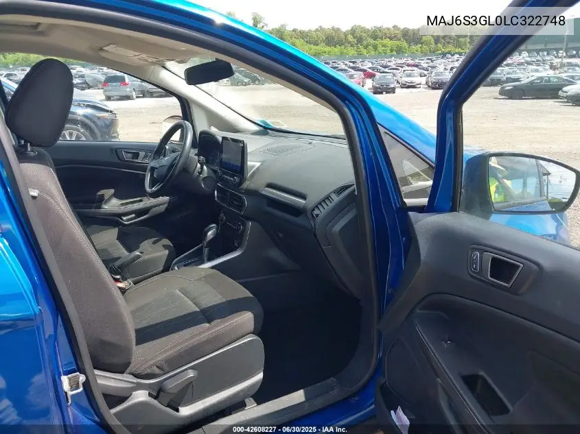 2020 Ford Ecosport Se VIN: MAJ6S3GL0LC322748 Lot: 42608227