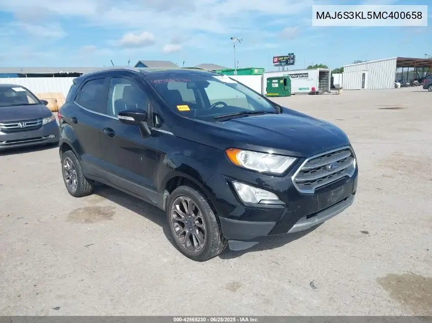 2021 Ford Ecosport Titanium VIN: MAJ6S3KL5MC400658 Lot: 42565230