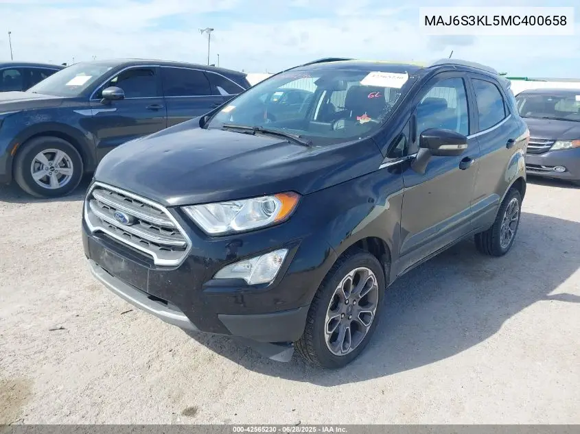 2021 Ford Ecosport Titanium VIN: MAJ6S3KL5MC400658 Lot: 42565230