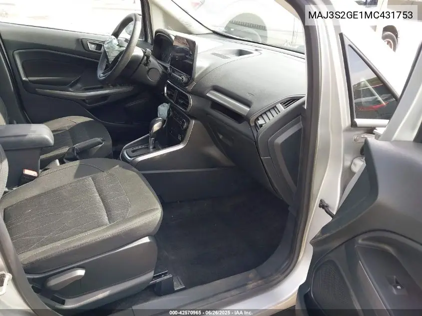 2021 Ford Ecosport Se VIN: MAJ3S2GE1MC431753 Lot: 42570965