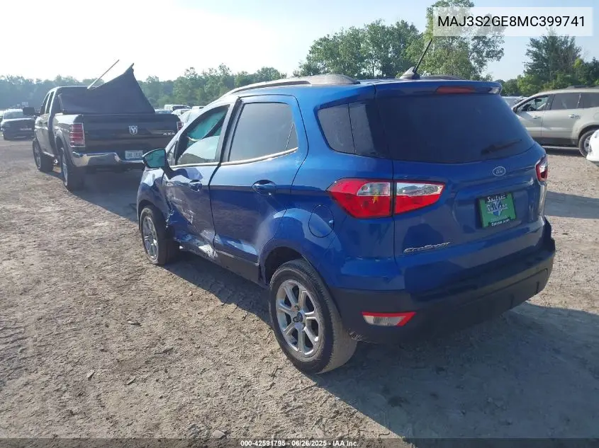 2021 Ford Ecosport Se VIN: MAJ3S2GE8MC399741 Lot: 42591795