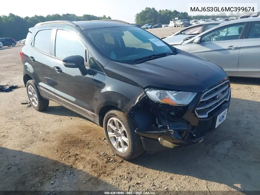 2021 Ford Ecosport Se VIN: MAJ6S3GL6MC399674 Lot: 42610866