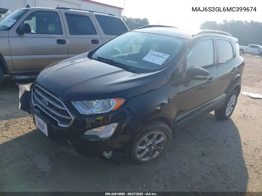 2021 Ford Ecosport Se VIN: MAJ6S3GL6MC399674 Lot: 42610866