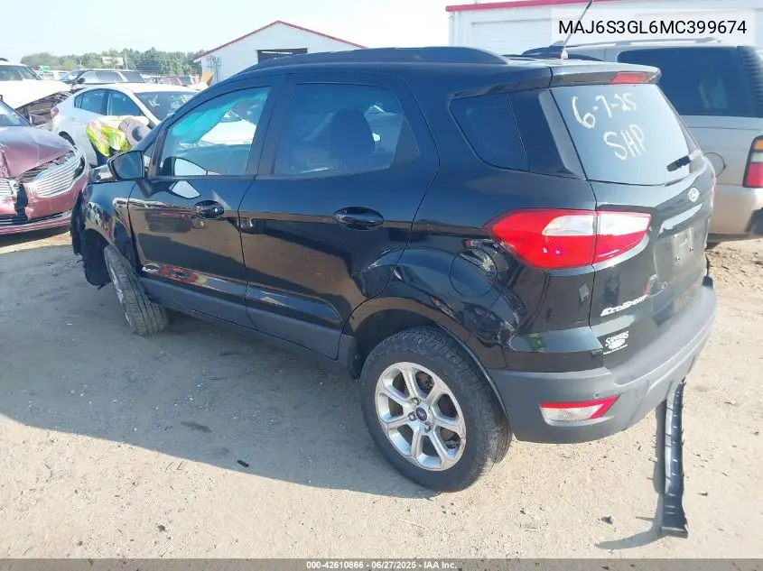 2021 Ford Ecosport Se VIN: MAJ6S3GL6MC399674 Lot: 42610866