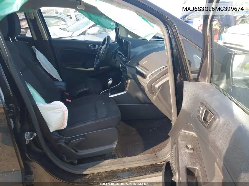 2021 Ford Ecosport Se VIN: MAJ6S3GL6MC399674 Lot: 42610866