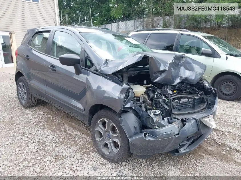 2021 Ford Ecosport S VIN: MAJ3S2FE0MC418543 Lot: 42612299