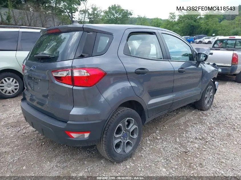 2021 Ford Ecosport S VIN: MAJ3S2FE0MC418543 Lot: 42612299