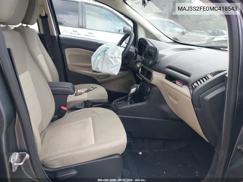 2021 Ford Ecosport S VIN: MAJ3S2FE0MC418543 Lot: 42612299