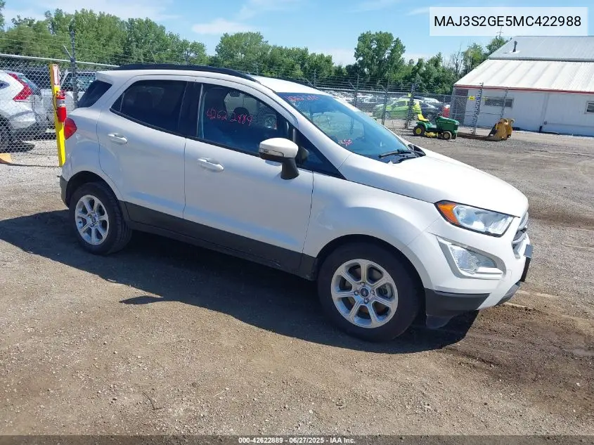 2021 Ford Ecosport Se VIN: MAJ3S2GE5MC422988 Lot: 42622889