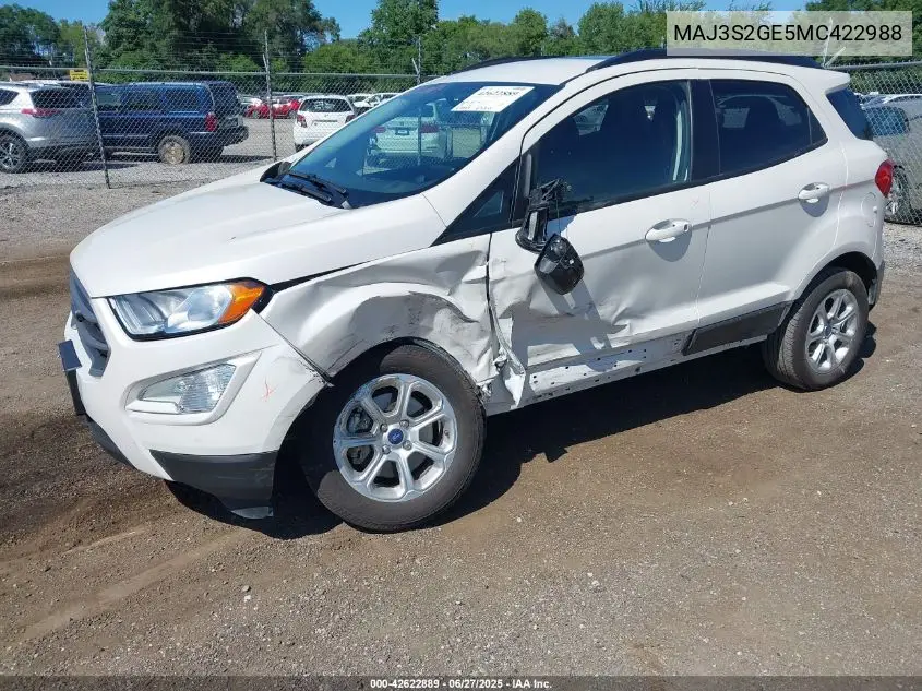 2021 Ford Ecosport Se VIN: MAJ3S2GE5MC422988 Lot: 42622889