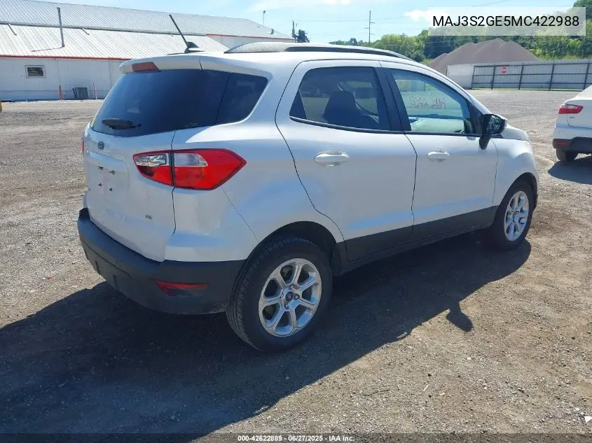 2021 Ford Ecosport Se VIN: MAJ3S2GE5MC422988 Lot: 42622889
