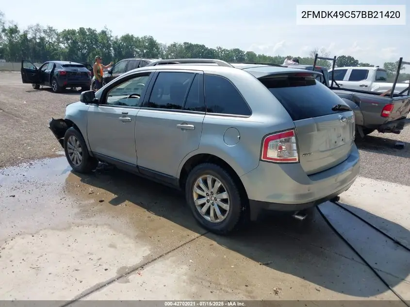 2007 Ford Edge Sel Plus VIN: 2FMDK49C57BB21420 Lot: 42702021