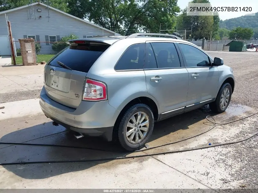 2007 Ford Edge Sel Plus VIN: 2FMDK49C57BB21420 Lot: 42702021