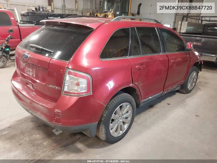 2008 Ford Edge Limited VIN: 2FMDK39CX8BB47720 Lot: 42747102