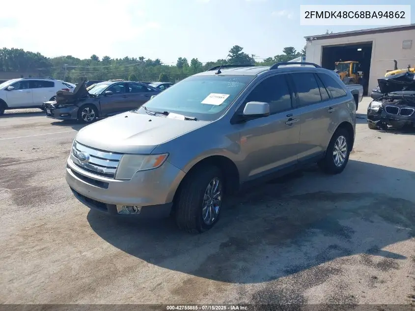 2008 Ford Edge Sel VIN: 2FMDK48C68BA94862 Lot: 42755885