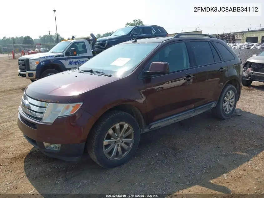 2010 Ford Edge Sel VIN: 2FMDK3JC8ABB34112 Lot: 42733319