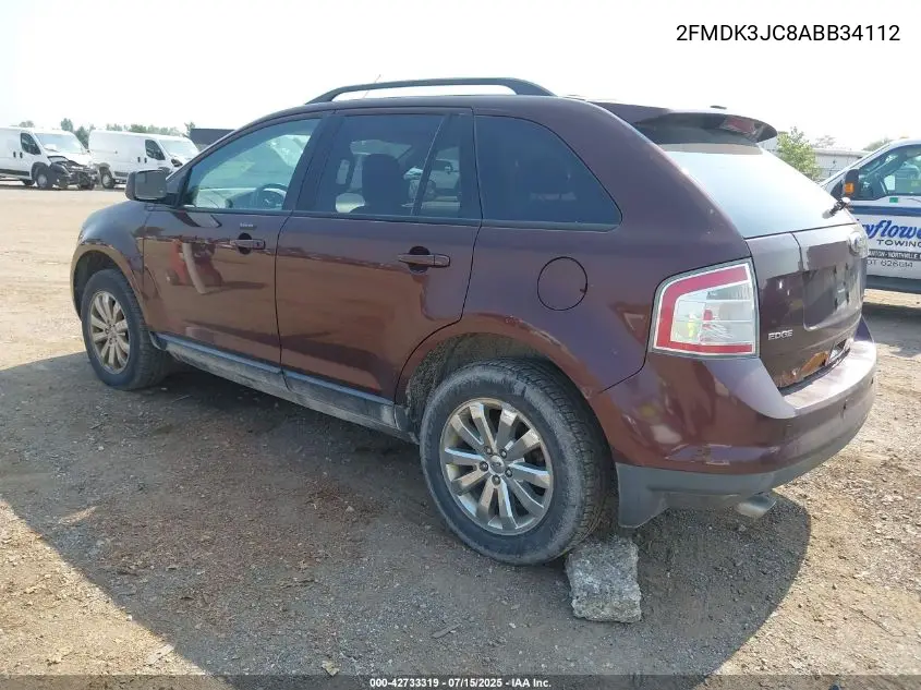 2010 Ford Edge Sel VIN: 2FMDK3JC8ABB34112 Lot: 42733319