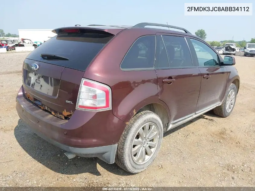 2010 Ford Edge Sel VIN: 2FMDK3JC8ABB34112 Lot: 42733319