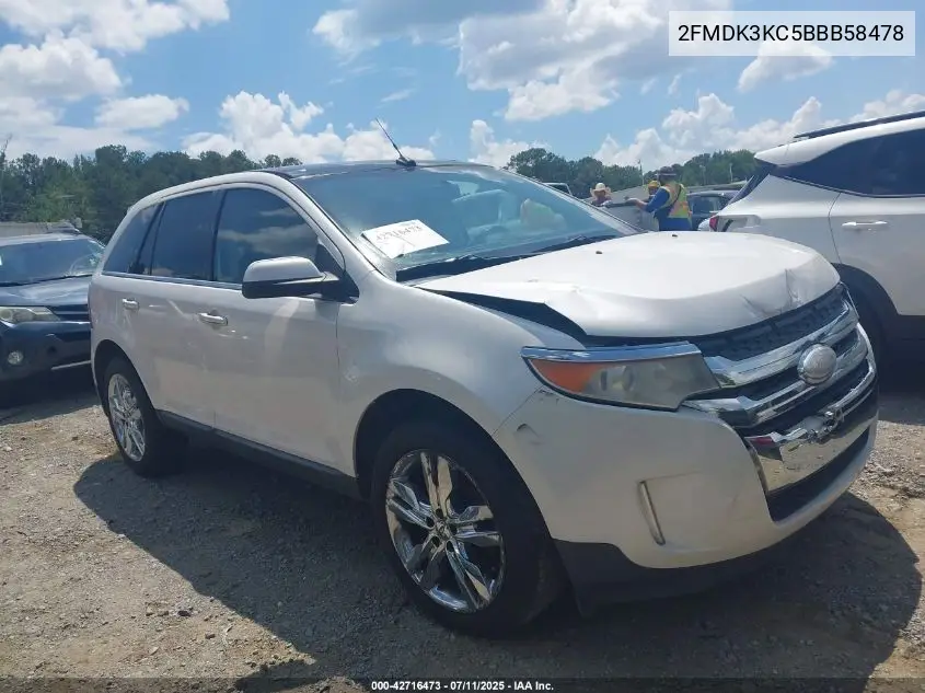 2011 Ford Edge Limited VIN: 2FMDK3KC5BBB58478 Lot: 42716473