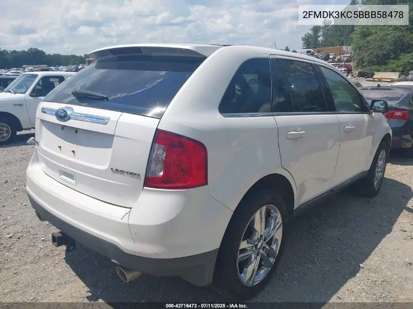 2011 Ford Edge Limited VIN: 2FMDK3KC5BBB58478 Lot: 42716473