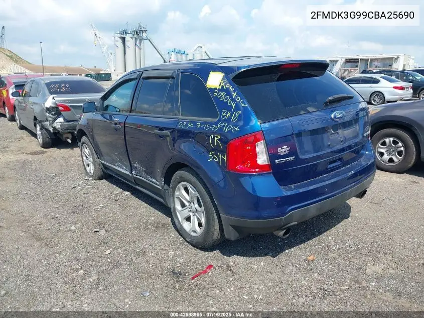 2012 Ford Edge Se VIN: 2FMDK3G99CBA25690 Lot: 42698965
