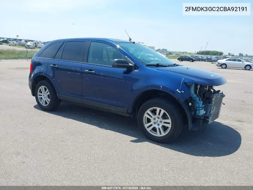 2012 Ford Edge Se VIN: 2FMDK3GC2CBA92191 Lot: 42717474