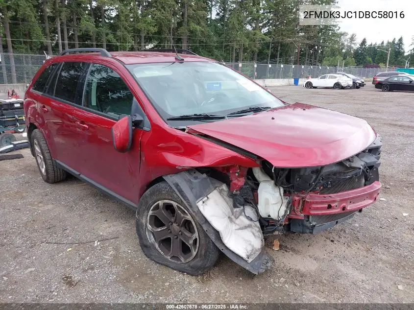 2013 Ford Edge Sel VIN: 2FMDK3JC1DBC58016 Lot: 42607678