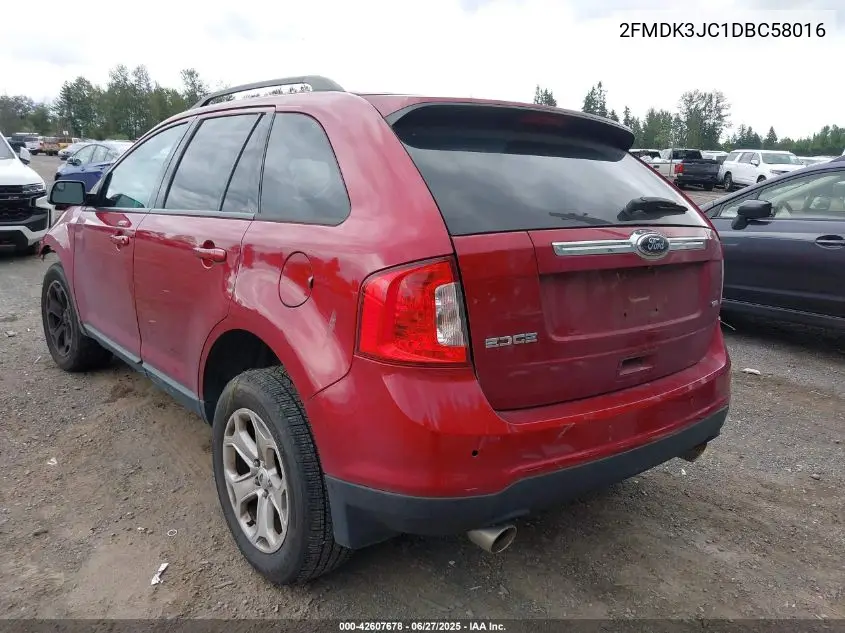 2013 Ford Edge Sel VIN: 2FMDK3JC1DBC58016 Lot: 42607678
