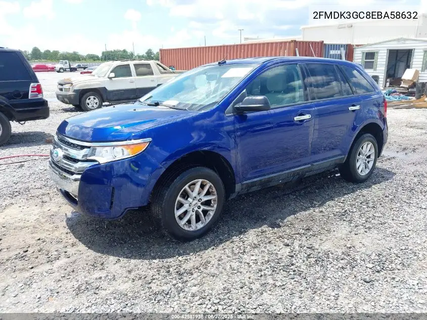 2014 Ford Edge Se VIN: 2FMDK3GC8EBA58632 Lot: 42581938