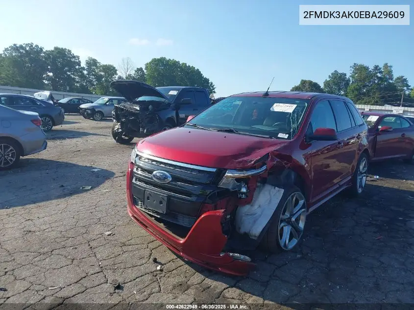 2014 Ford Edge Sport VIN: 2FMDK3AK0EBA29609 Lot: 42622949