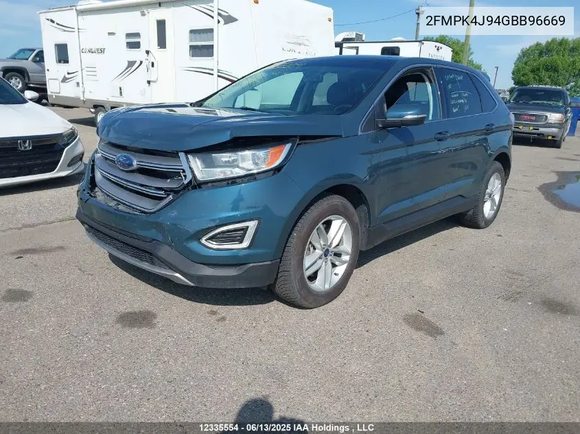2016 Ford Edge Sel VIN: 2FMPK4J94GBB96669 Lot: 12335554