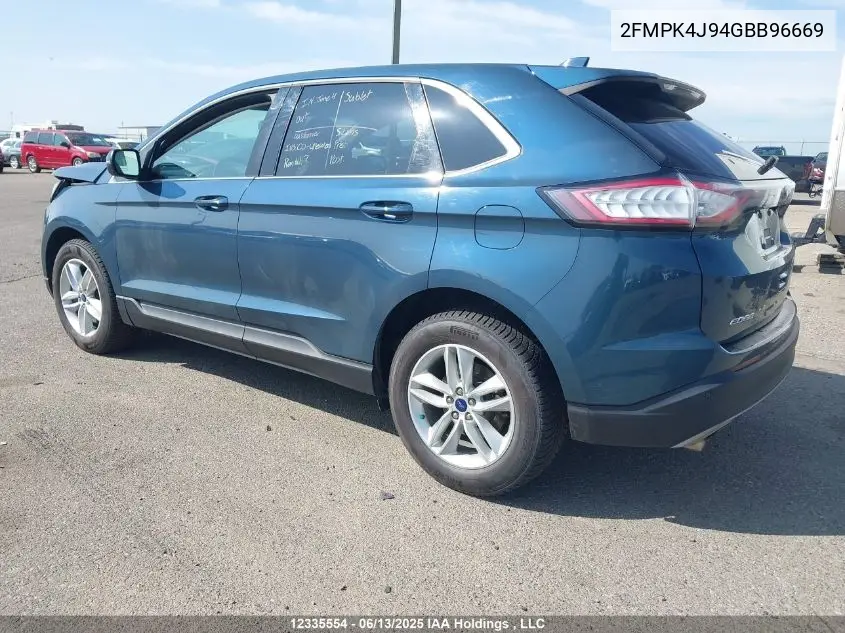 2016 Ford Edge Sel VIN: 2FMPK4J94GBB96669 Lot: 12335554