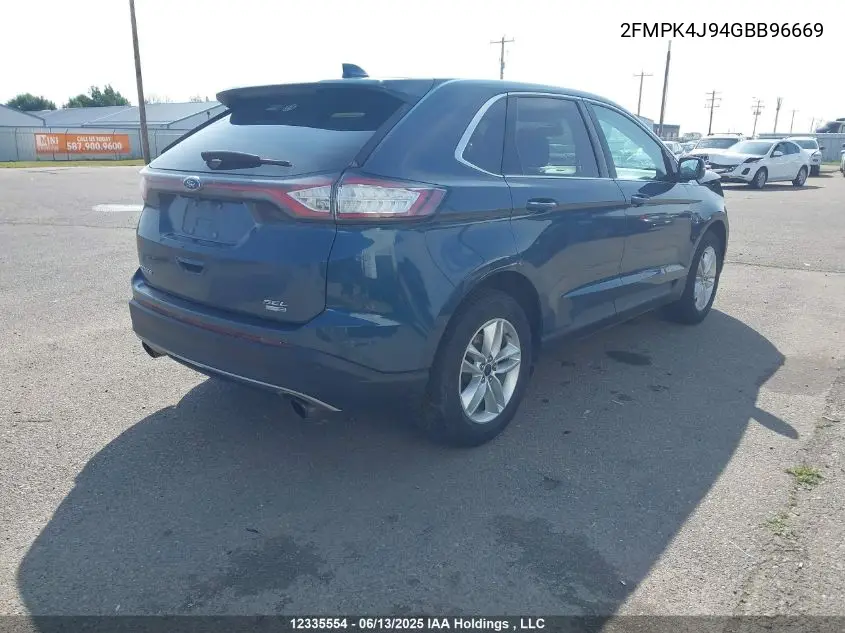 2016 Ford Edge Sel VIN: 2FMPK4J94GBB96669 Lot: 12335554