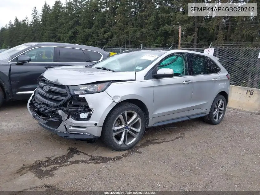 2016 Ford Edge Sport VIN: 2FMPK4AP4GBC20242 Lot: 42260061