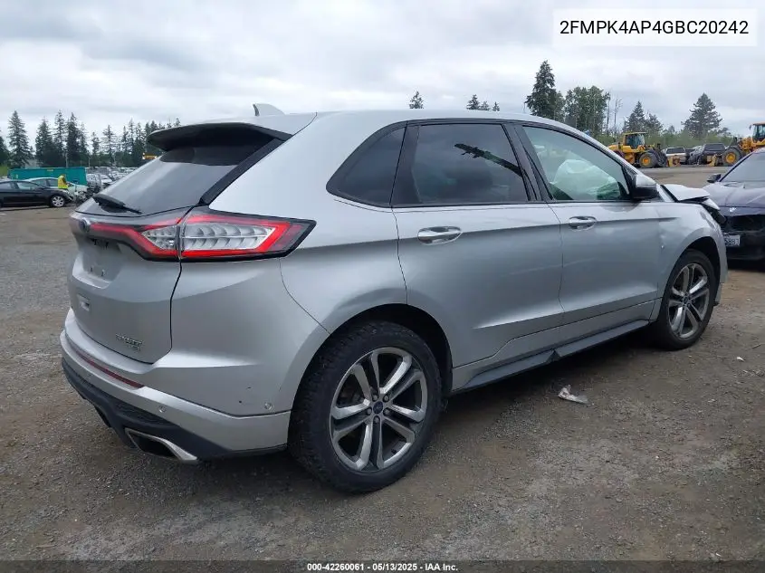 2016 Ford Edge Sport VIN: 2FMPK4AP4GBC20242 Lot: 42260061