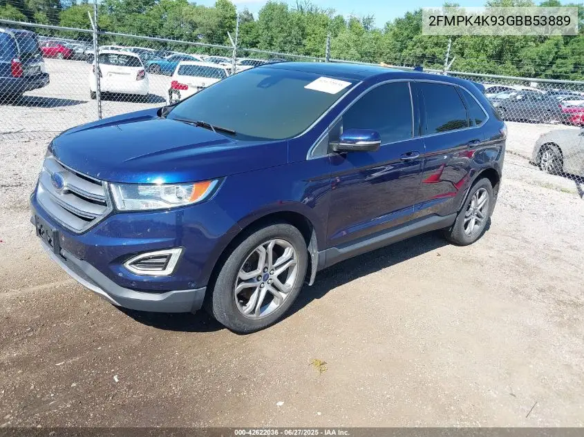 2016 Ford Edge Titanium VIN: 2FMPK4K93GBB53889 Lot: 42622036