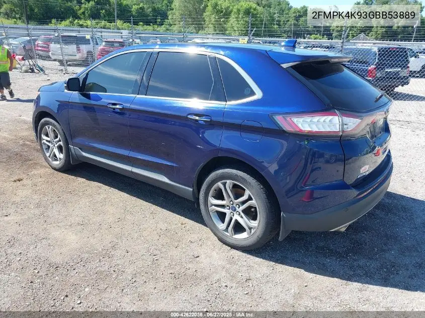 2016 Ford Edge Titanium VIN: 2FMPK4K93GBB53889 Lot: 42622036