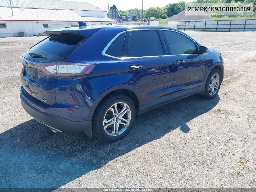 2016 Ford Edge Titanium VIN: 2FMPK4K93GBB53889 Lot: 42622036