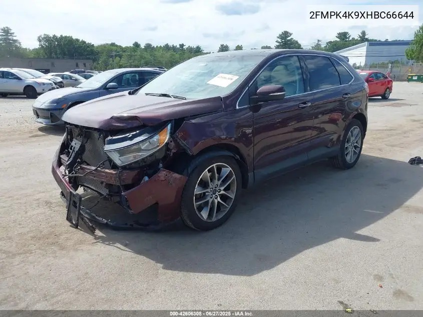 2017 Ford Edge Titanium VIN: 2FMPK4K9XHBC66644 Lot: 42606308