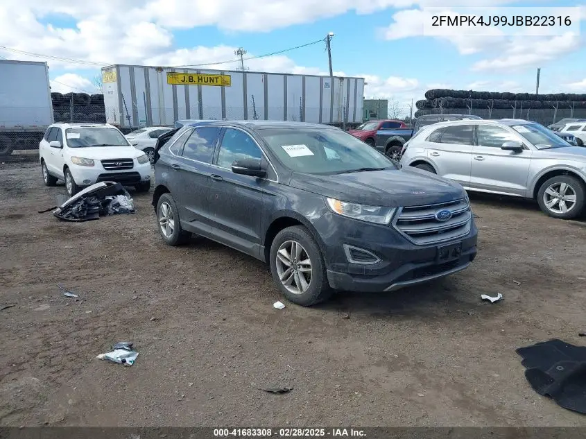 2018 Ford Edge Sel VIN: 2FMPK4J99JBB22316 Lot: 41683308